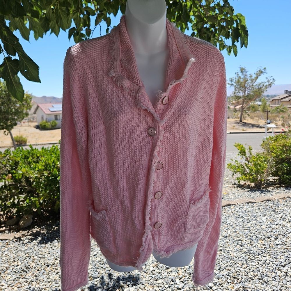 Worthington pink button up sweater